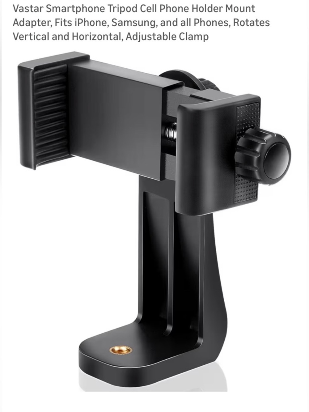 Adjustable Smartphone Tripod Phone Holder Clamp - Black